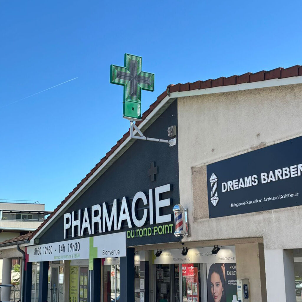 PHARMACIE DU ROND POINT 1 croix ECOLIGHT + 1000 double face verte